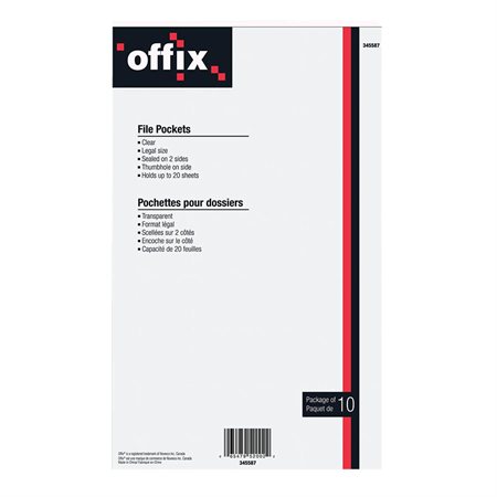 Offix® Transparent File Pockets