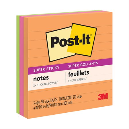 Feuillets Post-it® Super Sticky - collection Rio